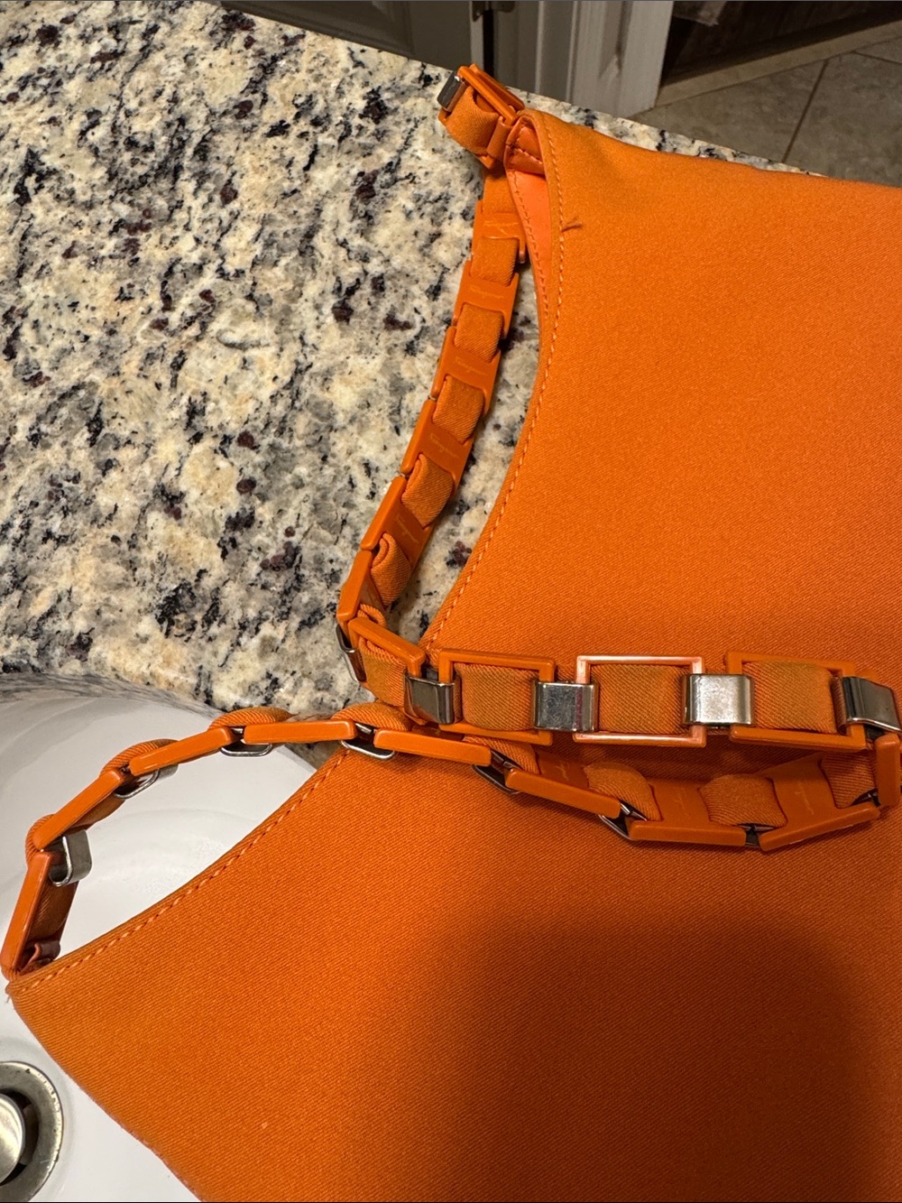 Ferragamo Orange Shoulder Tote Handbag - Picture 3 of 11